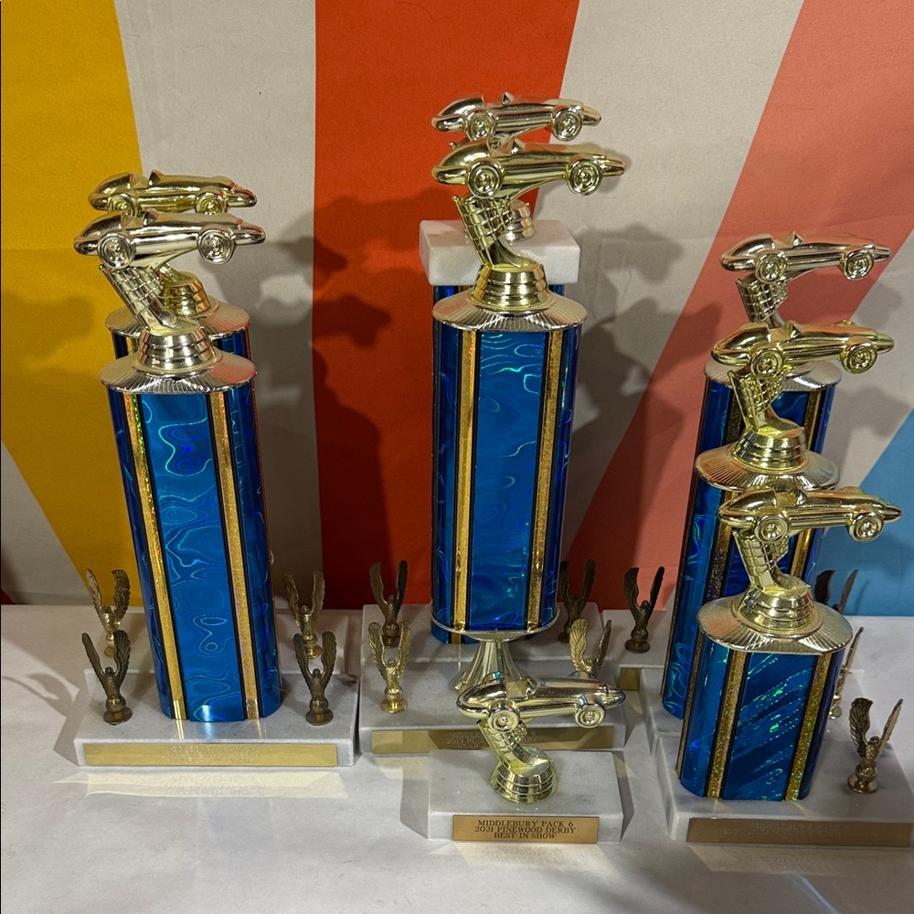 Blue and Gold car Trophies-assorted